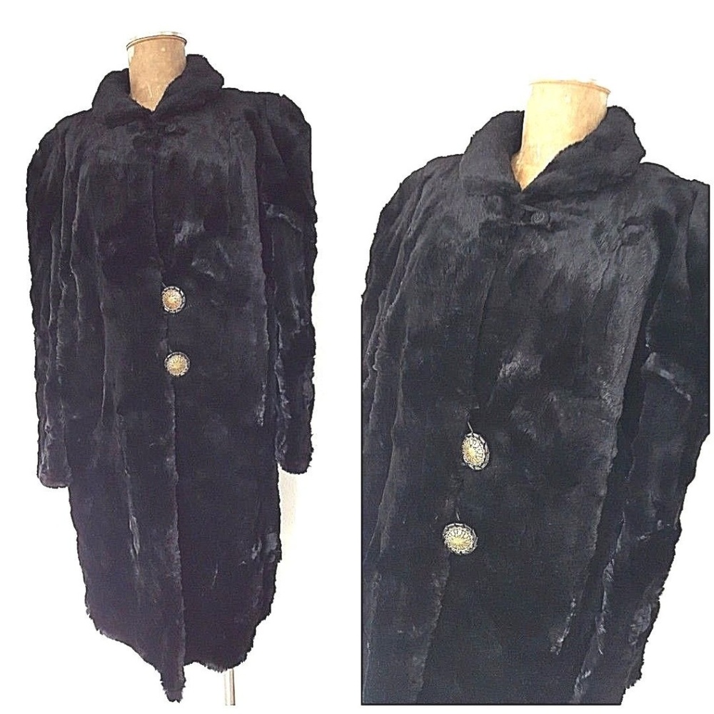 Vintage 50s Rabbit Fur Jacket Size Large Cocktail Glam